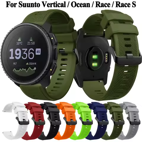 22mm Silicone Watch Strap For Suunto Vertical/Race S/Ocean Bands Repalcement Wristband For Suunto 9P
