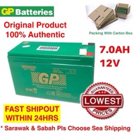 GP 12V 7.0Ah Sealed Lead Acid Battery Rechargeable for UPS Backup & Autogate Sedia Stok Bateri Asid 
