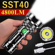 LUMINUS SST40 Professional Hunting LED Flashlight USB Charging 4800LM Powerful Outdoor Searchlight Camping 26650 Tactical Torch