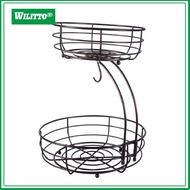 Vegetable Storage Basket Large Capacity Double Layer Fruit Basket with Fast Draining Multifunctional