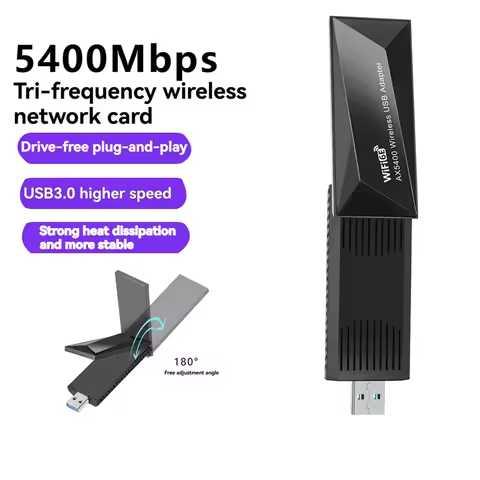 【A19R】AX5400 WiFi 6E USB Adapter 5400Mbps Wireless WiFi Card 2.4G/5G/6GHz Tri-Band USB3.0 WiFi6E Ada