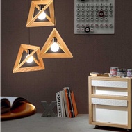 Nordic Simple Aisle Restaurant Chandelier Creative Restaurant Bar Bedroom Study Geometric Wooden Triangle Lamps