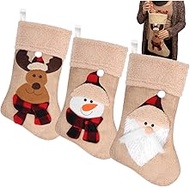 COM-FOUR® 3x Premium Christmas sock XL in jute - Santa Claus boot to fill - Christmas decoration to 