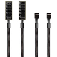 PANO-MOUNTS PWM Fan Hub Cable 2-Pack 4Pin Computer CPU Case Fan Splitter 5 Port 1 to 5 Fans for 3Pin