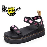 Dr Martens Air Wair รองเท้าแตะผู้หญิงรองเท้าแตะแบน/แพลตฟอร์มลายหัวใจ-เปิด Velcro-เรียบง่าย-แฟชั่น-น่