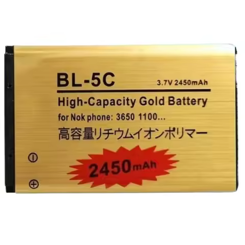 3.7V 2450mAh BL-5C Rechargeable Lithium Battery for Nokia 1100 1110 1112 1600 1200 1208 2270 2600 Ph