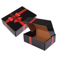 Kraft Paper Gift Box with Ribbon, Black, 10x30x22cm, Durable, Easy DIY Assembly