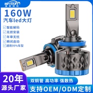 160W Dwi Tiub Tembaga Penukaran Lampu Kereta H11 Lampu Kereta H4 Mentol H7 Lampu LED Lampu Kereta La