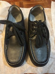 <EU SIZE 34> Dr. Kong Safety Shoes 女士黑色全皮平底挷鞋帶返學鞋護士鞋制服人員工作鞋安全鞋防滑鞋Leather Work Shoes