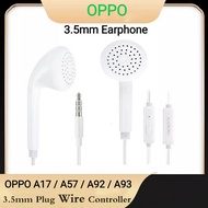 Oppo Earphone 3.5mm Jack Headphones In Ear Headset With Microphone Remote Buttons For Oppo A16 A17 A3s A57 A93 A96