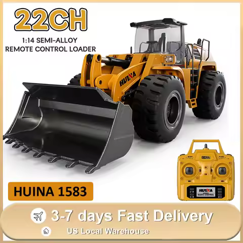 HUINA 22CH 1583 RC Bulldozer 1/14 Semi-Alloy Remote Control Loader Car Engineering Forklift Vehicle 