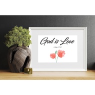 ❮SG Seller❯ Christian Bible Verse Framed Wall Art Gift in White Frame  1 John 4:7-21