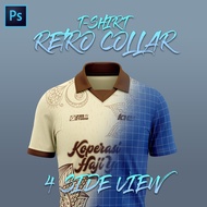 Retro Collar T-shirt 3D Mockup | 4 sides Mockup | Adobe Photoshop