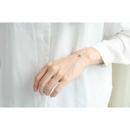 9k Yellow Gold Emerald Gemstone Bracelet Diamond Zircon Emerald Diamond Bracelet