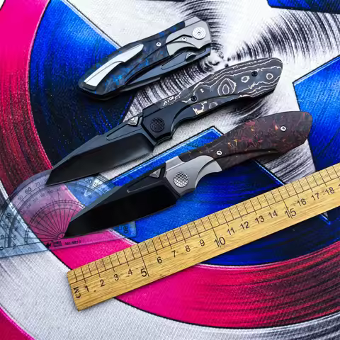 Customized Folding Knife M390 Steel CF Titanium Alloy Handle Camping Outdoor Hunting Rescue Defense