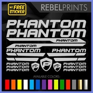 ☼ ♀ ♙ PHANTOM Bike Frame Vinyl Sticker Decal for Mountain Bike and Road Bike and Fixie
