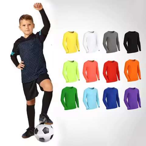 Kids Children Boy Girl Compression Running Long T Shirt Fitness Sport Basketball Football Hiking Spo