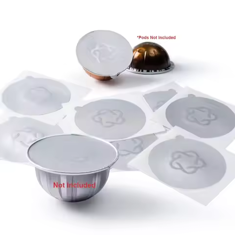 iCafilas Refillable Capsules Pods Lids Aluminum foils Stickers For Nespresso Vertuo Next Automatic C