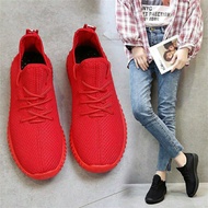 All Black/Red Unisex Simple Breathable Men Women Casual Outdoor Sport School Shoes Putars Kasut berl