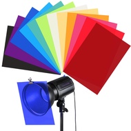 Barydat 12 Pcs Colored Gel Light Filter Transparent Color Film Overlays Correction Lighting Filters