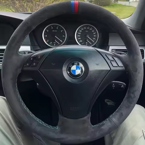 Car Steering Wheel Cover Suede For BMW 523 530 523li 525 520li 535 545i E60 Steering-Wheel Cover Wra