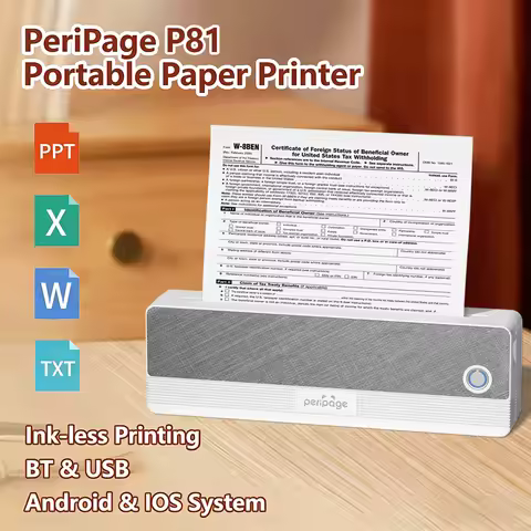 Peripage P40 P81 Mini Portable A4 Thermal Printer Wireless Bluetooth Thermal Paper Picture Inkless P