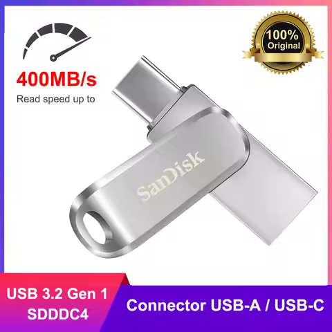 SanDisk SDDDC4 Ultra Luxe USB 3.1 Flash Drive 512GB Type C 256GB Dual Pendrive 128GB 64GB 32GB Metal