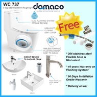 Domaco 737 Rimless Turbo Tornado Flushing Toilet Bowl and Basin Package