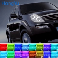 Latest Headlight Multi-color RGB LED Angel Eyes Halo Ring Eye DRL RF Remote Control for Ssangyong Re
