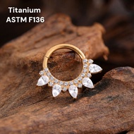 F136 Titanium Cubic Zirconia Septum Daith Piercing Jewellery 16G 8mm 1 piece