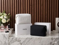 Dior beauty 限定款贈品棉麻化妝包(黑白色）