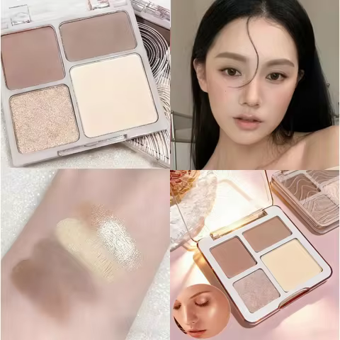 4 Color Makeup Highlighter Palette 3D Nose Contour Matte Face Cosmetic Beauty Tool