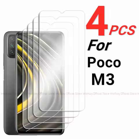 2/4PCS Screen Protector For Xiaomi Poco M3 Tempered Glass For Xiaomi Poco M3 Full Glue Protector Pho
