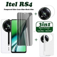 Itel RS4 Tempered Glass Itel RS4 Screen Protector Itel RS4 Camera Lens Protector Full Cover Screen Matte Privacy Glass 3In1 Carbon fiber back film