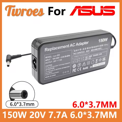 150W 20V 7.5A 6.0*3.7mm AC Notebook Laptop Adapter Charger For ASUS Rog FX95D VX60G TUF Gaming A15 F