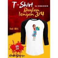NEW DESIGN 5 RAGLAN T-SHIRT 3/4 SLEEVE