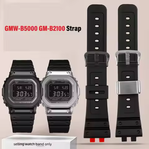 GMW-B5000 Resin silicone watch band For Casio Gmw b5000 GM-B2100 strap Sports Waterproof Black Rubbe