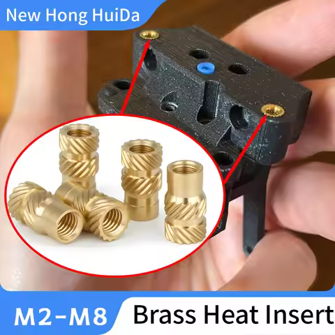 Brass Heat Insert Nut M2 M2.5 M3 M4 M5 M6 M8 Hot Melt Injection Embed Double Twill Knurled Thread In