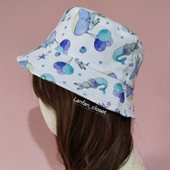 Bucket Hat Fisherman Korean Style White Sea Horse Pattern