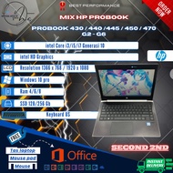 Hp Probook 430 440 445 450 470 G2 - G6 i3/i5/i7 Generasi 4 - 7 Second