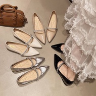 French Pointed Rhinestone Shoes Temperament All-Match Mary Jane Shoes French Pointed Rhinestone Shoe