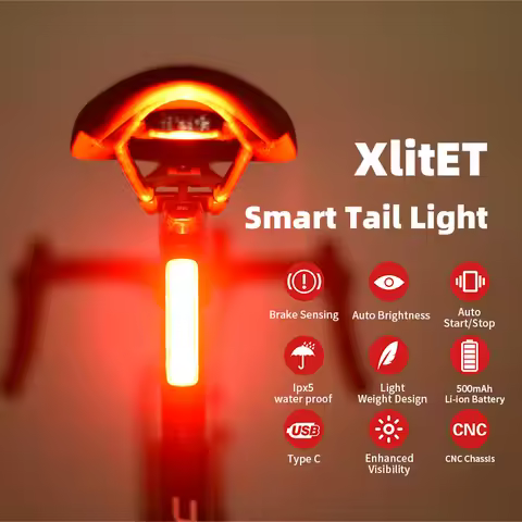 Enfitnix XlitET Bicycle Taillights Auto Start/Stop Bike Rear Smart Taillight USB /Type C Charging Wa