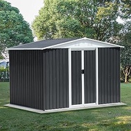 Ball & Cast 8x6 FT Outdoor Storage Shed, Metal Garden Sheds with Punched Vents and Sliding Door, Cle