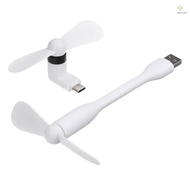 Mini USB Fan + Type-C Phone Fan Portable Cooling Fan Flexible Cooler for Type C Devices Laptop(White