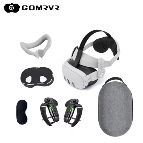 GOMRVR For Oculus Quest 3/Quest 3S Accessories Adjustable Head Strap Carrying Case Silicone Protecti