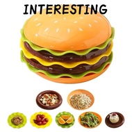 INTERESTING Stackable Hamburger Plate Set, Plastic Burger-Shaped Mini Dinner Plate, Funny Multi-func