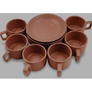 Clay Cup Sauccer Set - 6 Cups + 6 Sauccers -12PCS Tea&coffee set cups