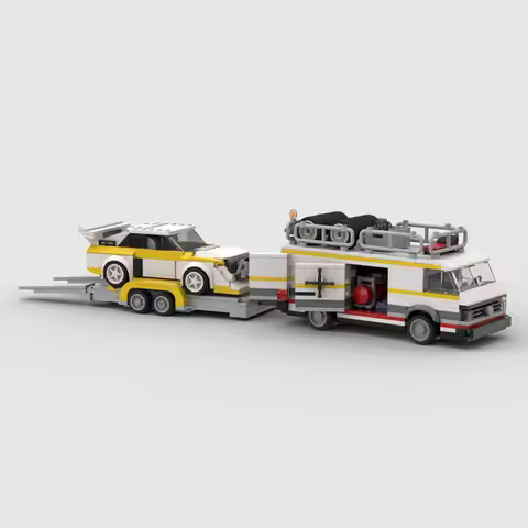 MOC Technical Car LT45 Set 76897 Audied Quattros S1E2 Transporter Truck Speed Vehicles Rally Hatchba