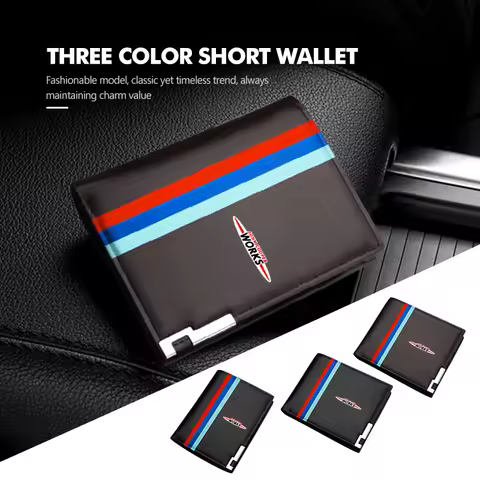 Car Men's Leather Wallet Multi-Slot Coin Pocket Photo Holder For MINI Cooper Works R56 F56 R53 R60 C