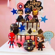 6pcs/set Superhero Theme Birthday Cake Decoration Hulk Captain America Iron Man Spiderman Party Cake Mini Figure Decoration Toys Gifts for Children